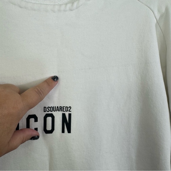 Dsquared2 icon white crewneck made in Italy size large pullover sweater - Picture 7 of 9
